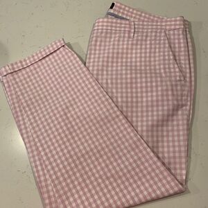 Talbots Women’s Pink and White Gingham Pants - Size 14